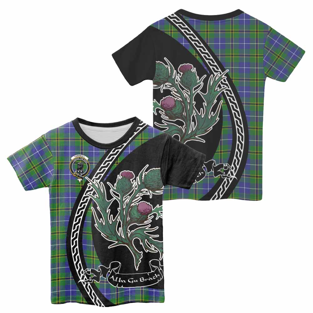 Turnbull Family Crest Tartan Kid T-shirt Alba Thistle Inspired - Tartan Vibes Clothing