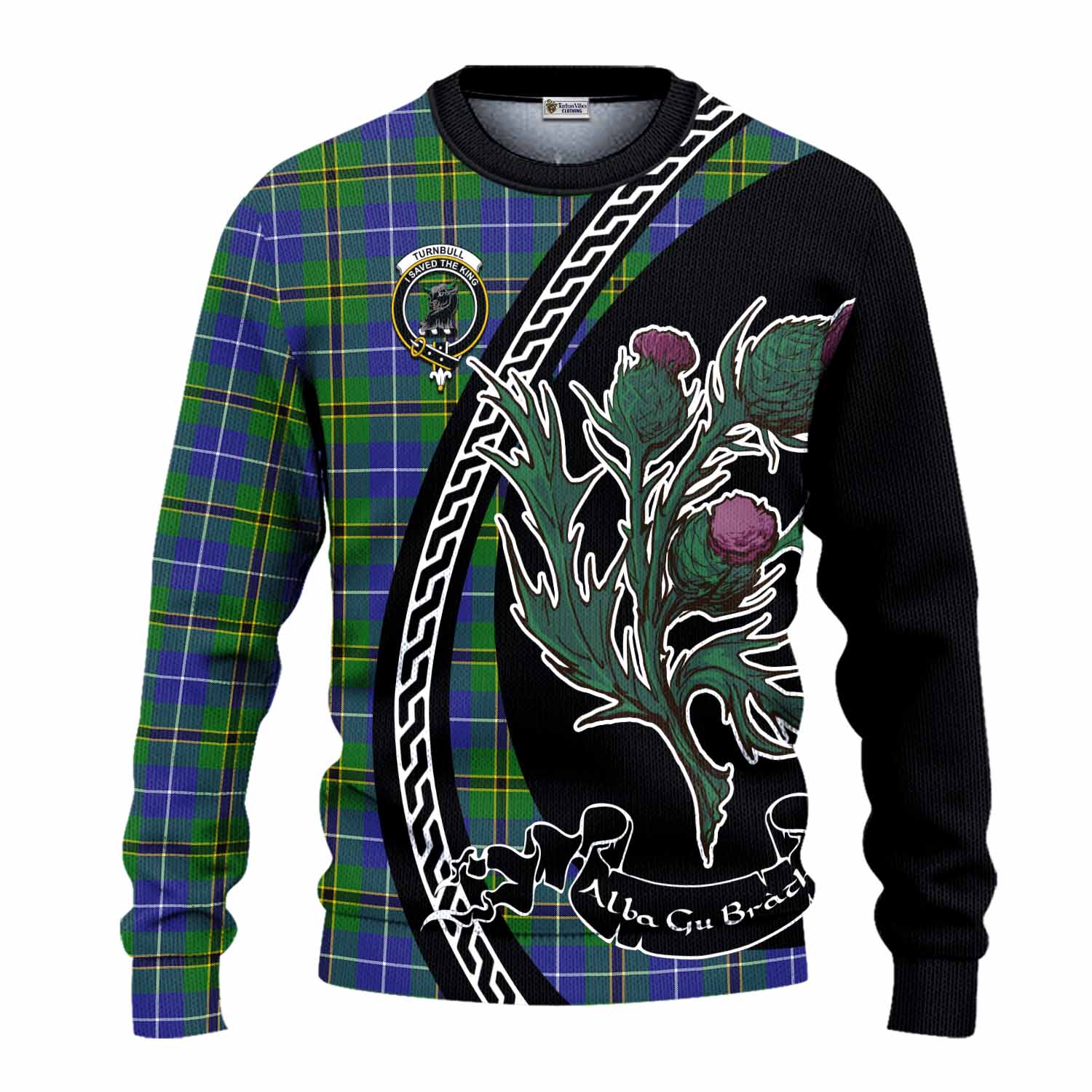 Turnbull Family Crest Tartan Knitted Sweater Alba Thistle Inspired - Tartan Vibes Clothing