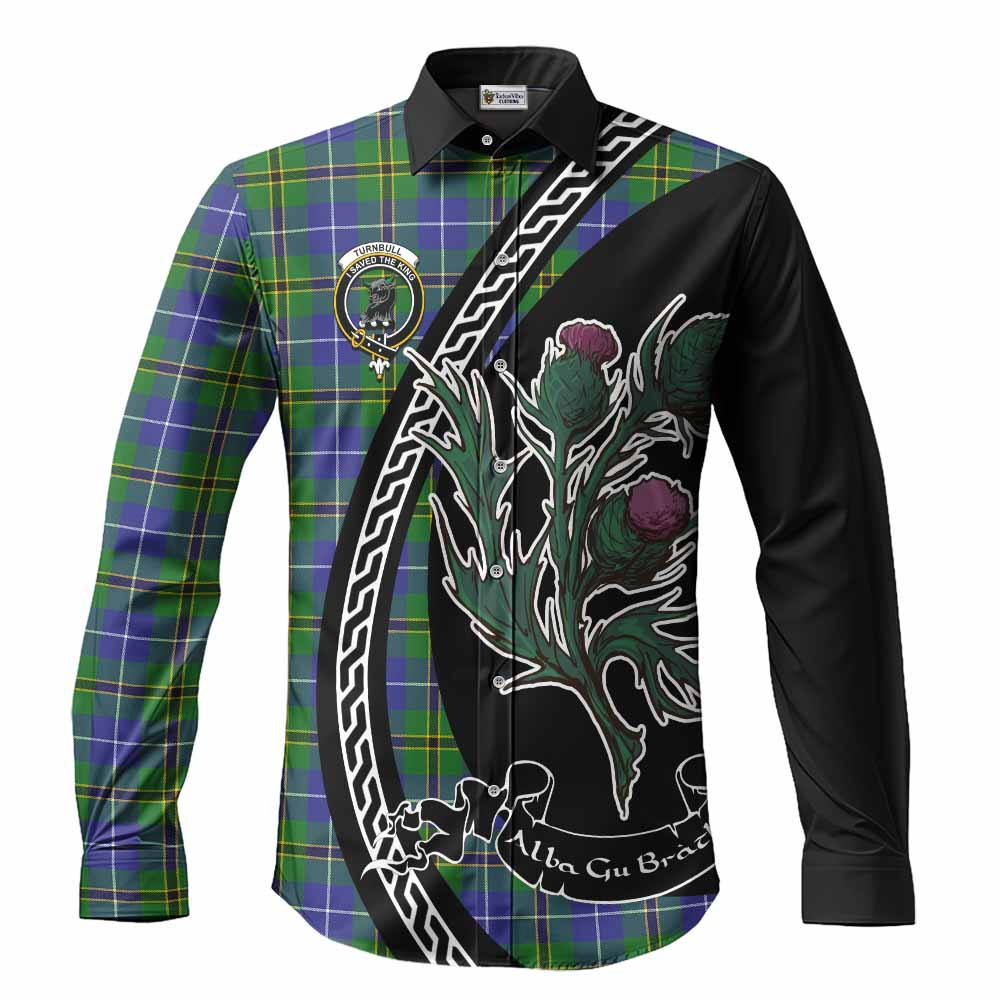 Turnbull Family Crest Tartan Long Sleeve Button Shirts Alba Thistle Inspired - Tartan Vibes Clothing