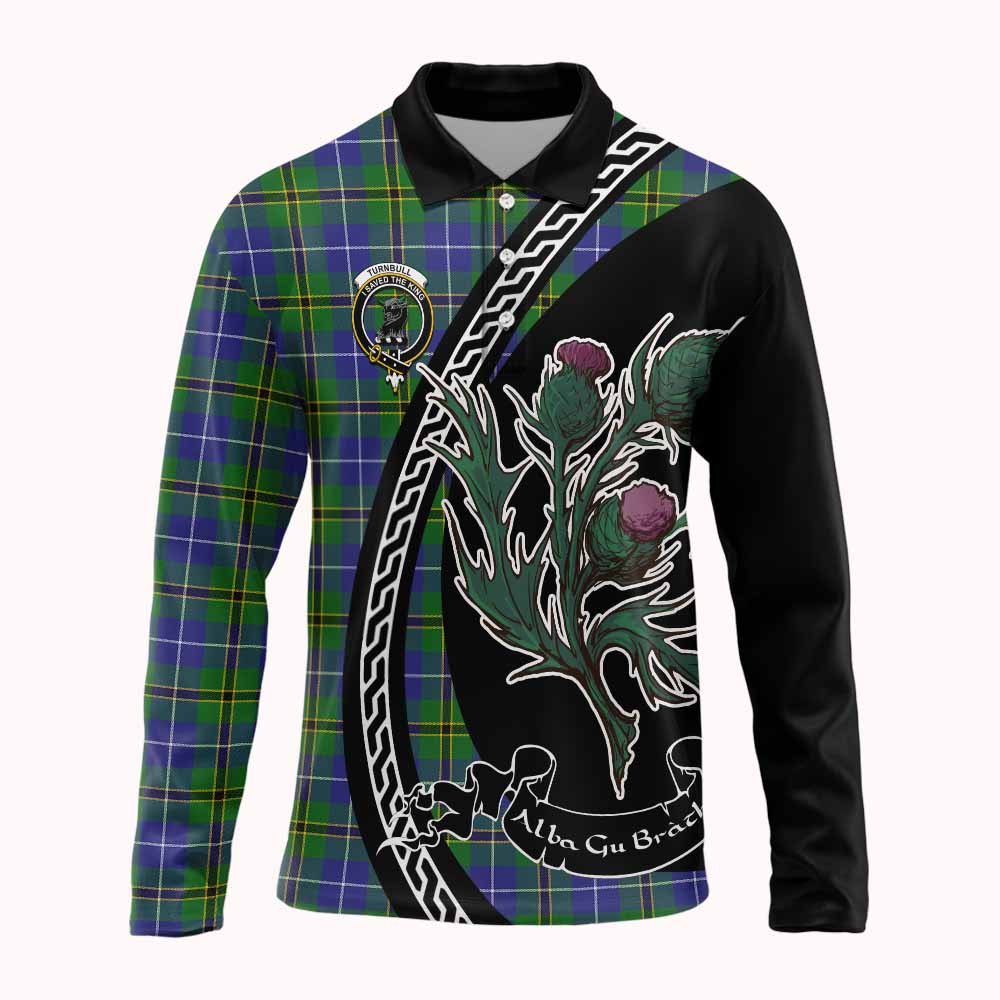 Turnbull Family Crest Tartan Long Sleeve Polo Shirt Alba Thistle Inspired - Tartan Vibes Clothing