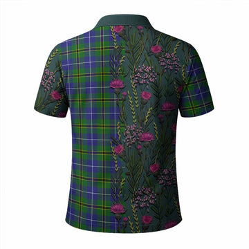 Turnbull Family Crest Tartan Polo Shirt Scottish Thistle Flower Pattern Half Style