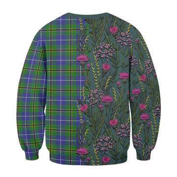 Turnbull Family Crest Tartan Sweatshirt Scottish Thistle Flower Pattern Half Style - Tartan Vibes Clothing