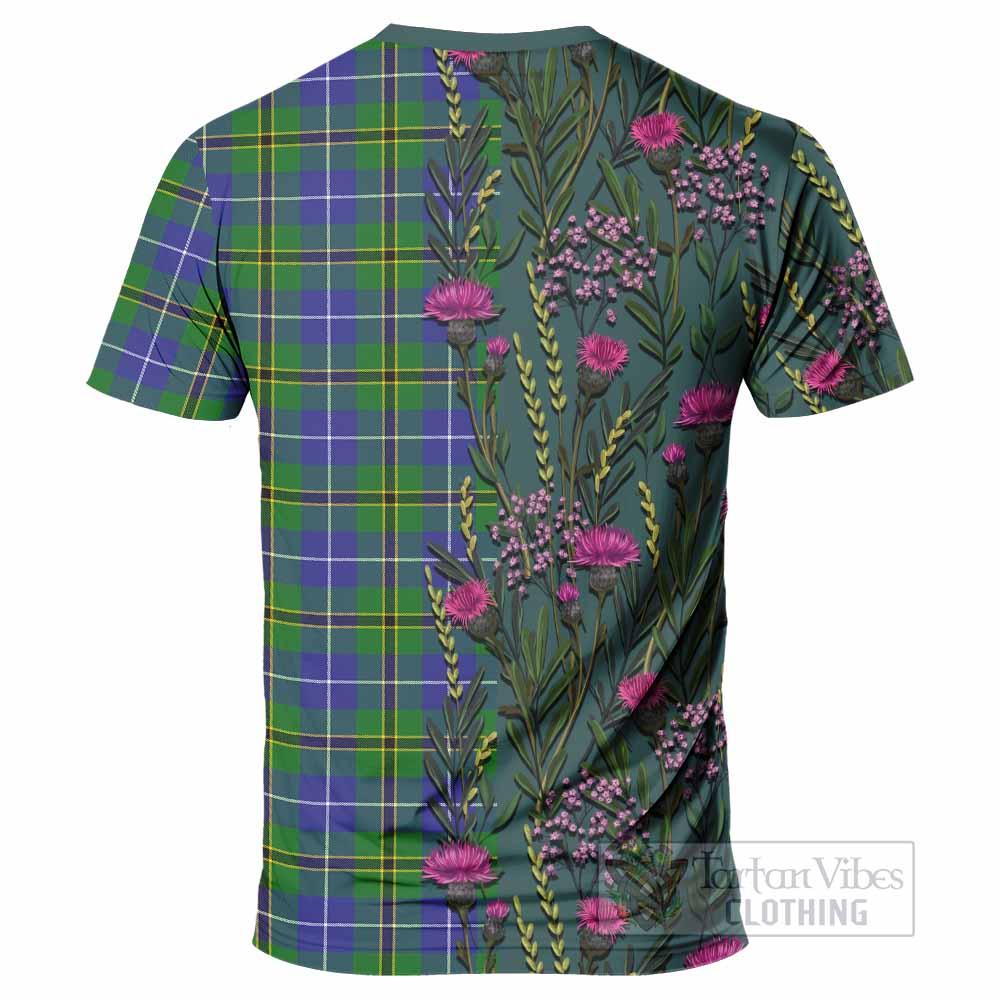 Turnbull Family Crest Tartan T-Shirt Scottish Thistle Flower Pattern Half Style - Tartan Vibes Clothing
