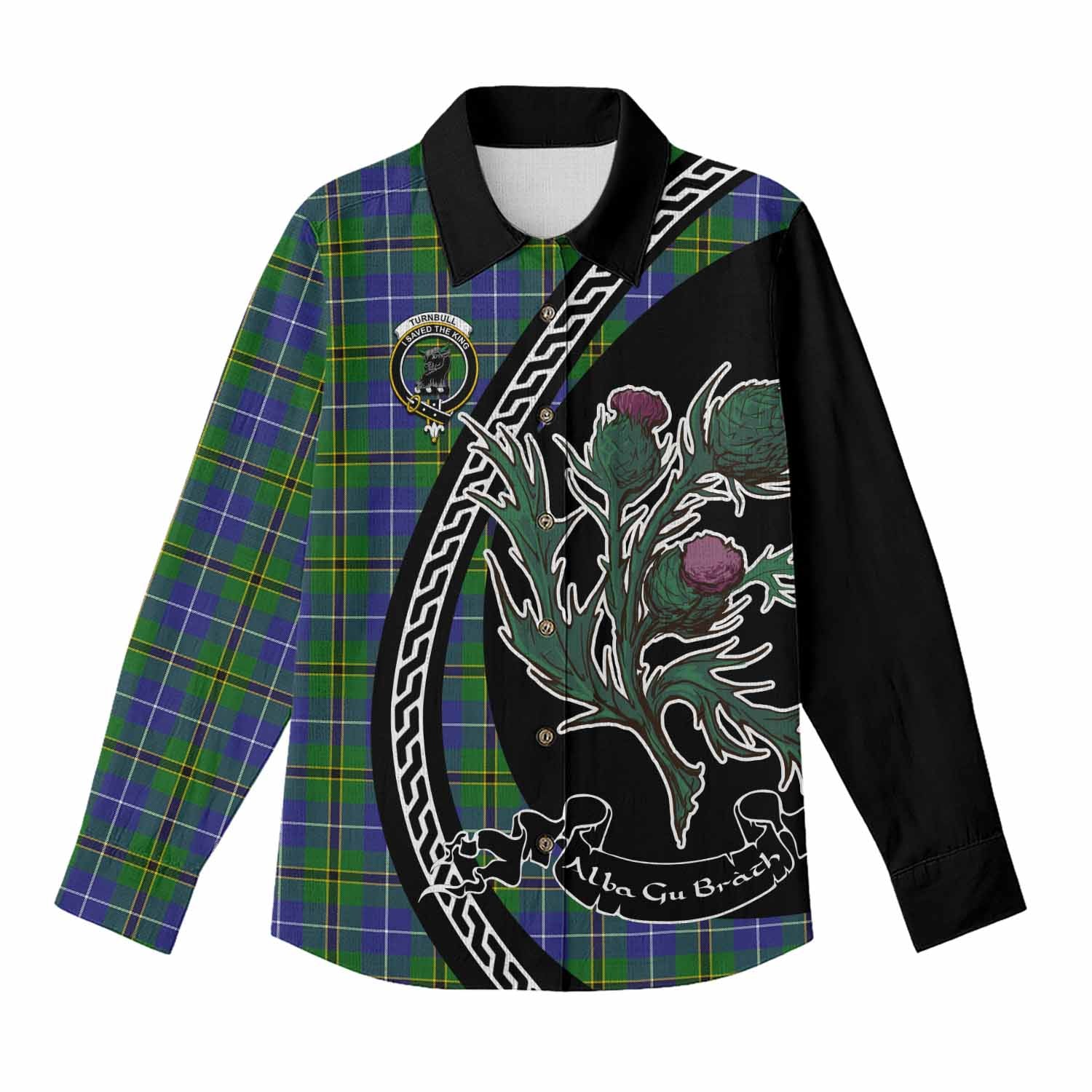 Turnbull Family Crest Tartan Women Casual Shirt Alba Thistle Inspired - Tartan Vibes Clothing