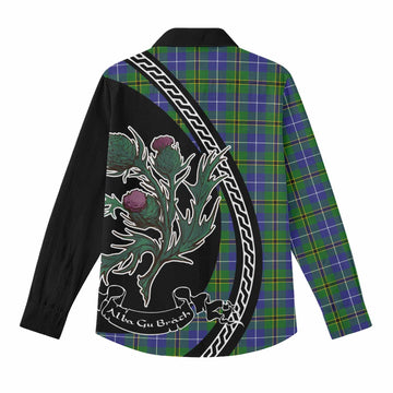 Turnbull Family Crest Tartan Women Casual Shirt Alba Thistle Inspired