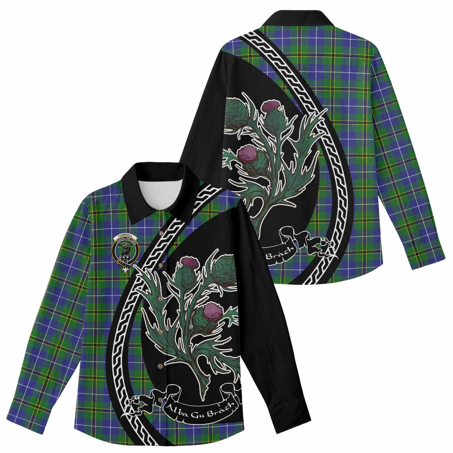 Turnbull Family Crest Tartan Women Casual Shirt Alba Thistle Inspired - Tartan Vibes Clothing