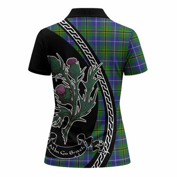 Turnbull Family Crest Tartan Women Polo Shirt Alba Thistle Inspired