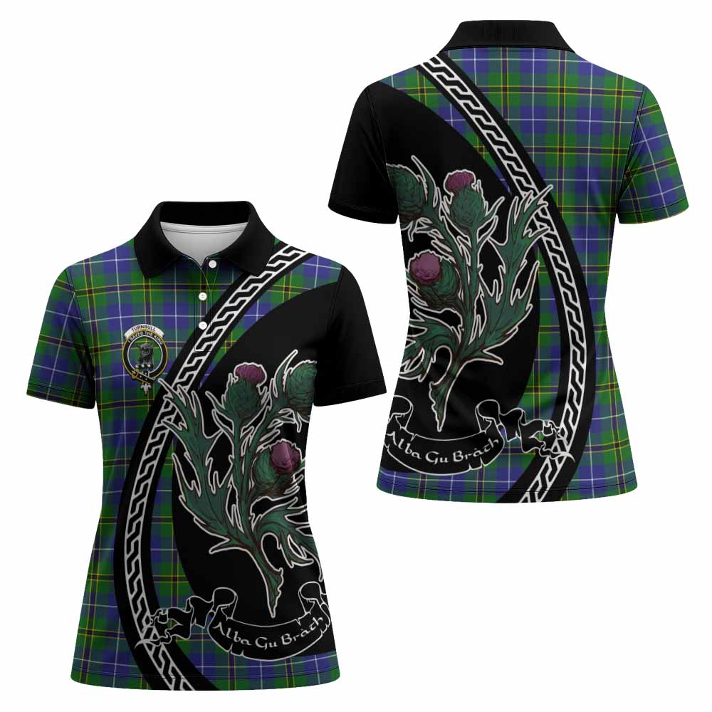Turnbull Family Crest Tartan Women Polo Shirt Alba Thistle Inspired - Tartan Vibes Clothing