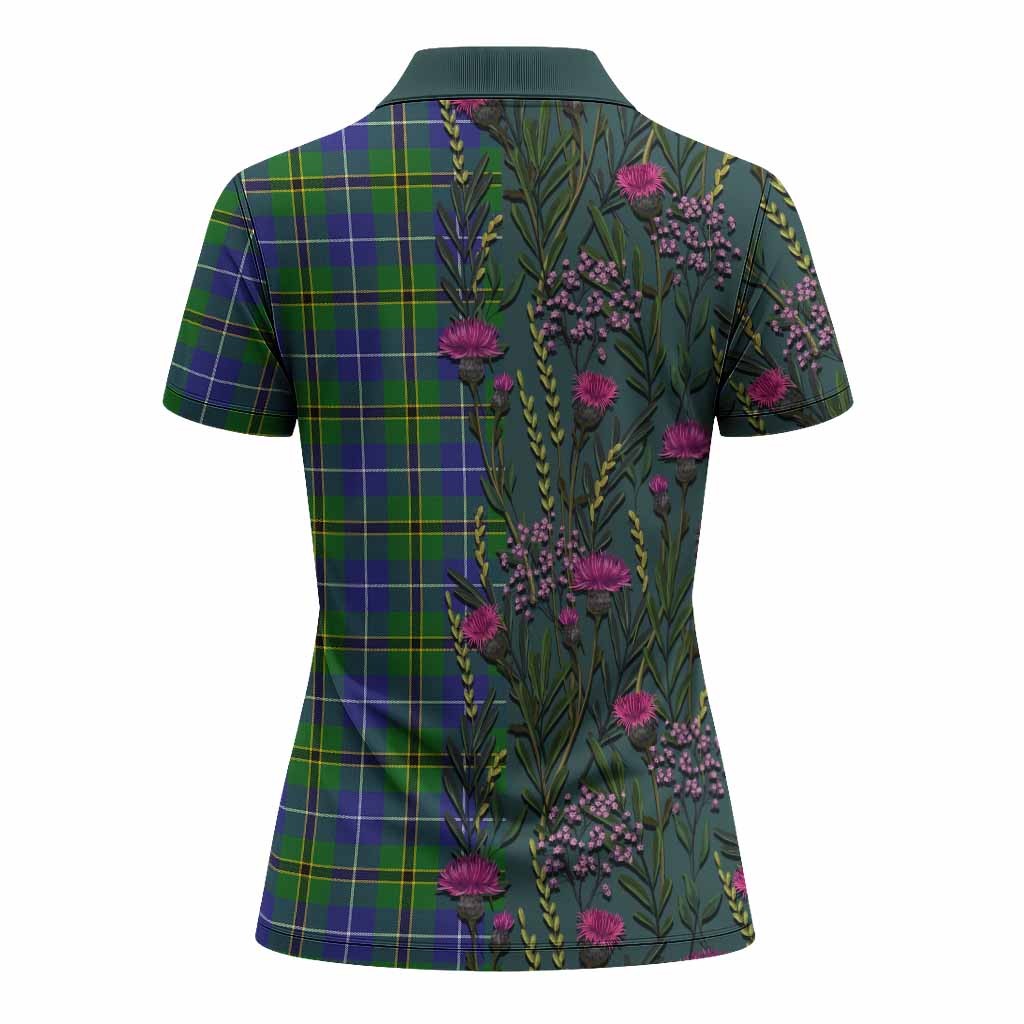 Turnbull Family Crest Tartan Women Polo Shirt Scottish Thistle Flower Pattern Half Style - Tartan Vibes Clothing