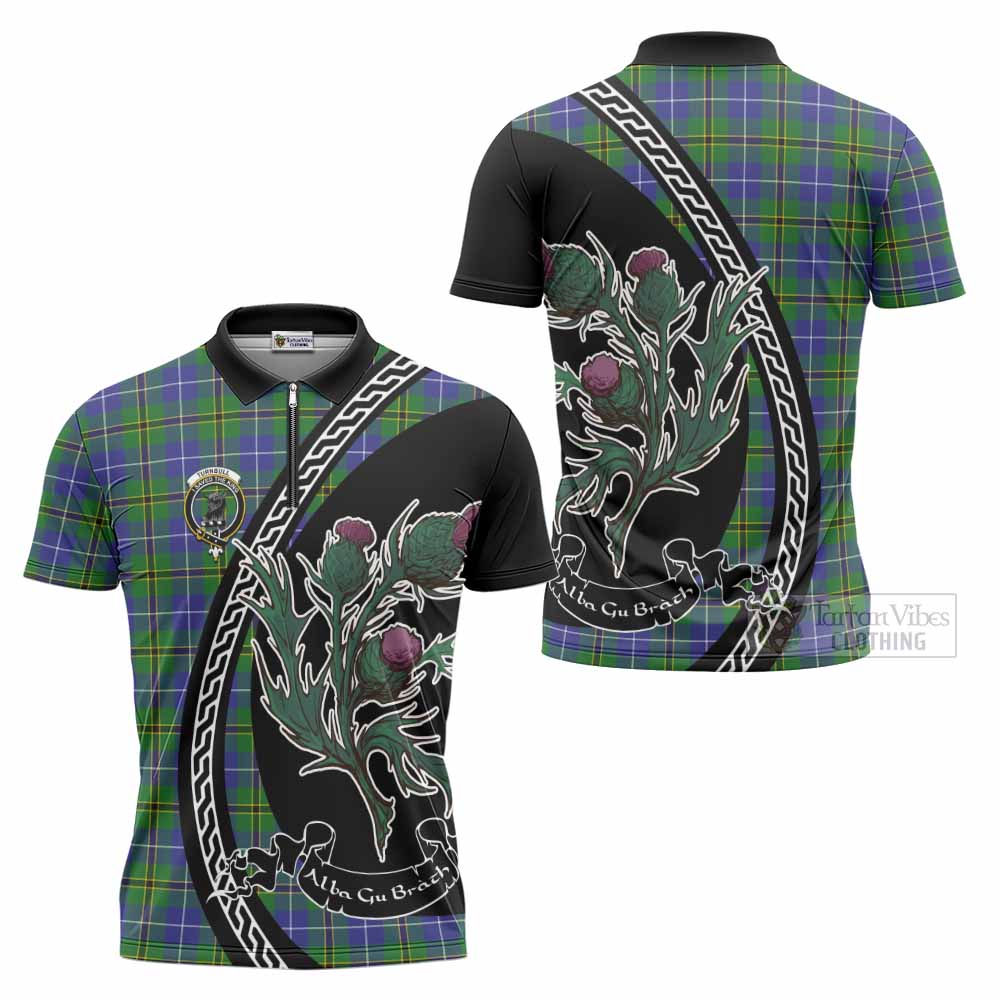 Turnbull Family Crest Tartan Zipper Polo Shirt Alba Thistle Inspired - Tartan Vibes Clothing