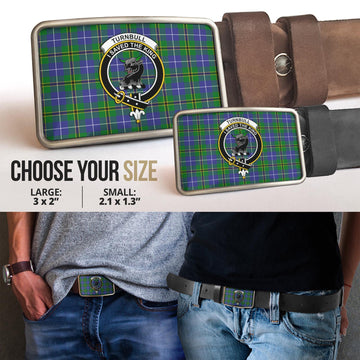 Turnbull Hunting Tartan Belt Buckles with Family Crest