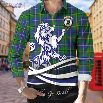Turnbull Hunting Tartan Long Sleeve Button Up Shirt with Alba Gu Brath Regal Lion Emblem