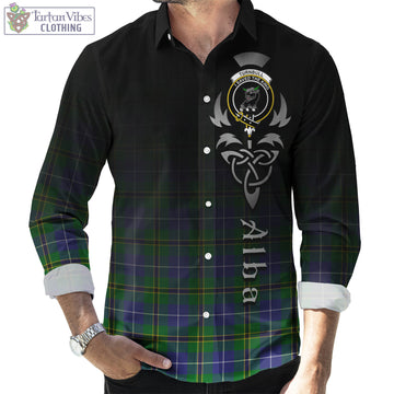Turnbull Hunting Tartan Long Sleeve Button Up Featuring Alba Gu Brath Family Crest Celtic Inspired