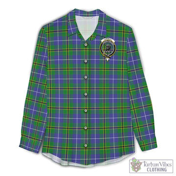 Turnbull Hunting Tartan Womens Casual Shirt with Family Crest