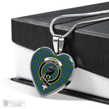 Turnbull Hunting Tartan Heart Necklace with Family Crest