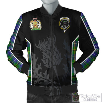 Turnbull Hunting Tartan Bomber Jacket with Family Crest and Scottish Thistle Vibes Sport Style