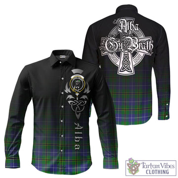 Turnbull Hunting Tartan Long Sleeve Button Up Featuring Alba Gu Brath Family Crest Celtic Inspired