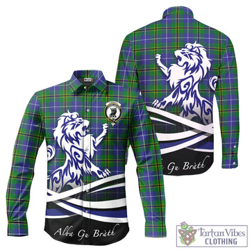 Turnbull Hunting Tartan Long Sleeve Button Up Shirt with Alba Gu Brath Regal Lion Emblem