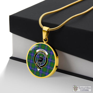 Turnbull Hunting Tartan Circle Necklace with Family Crest