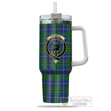Turnbull Hunting Tartan and Family Crest Tumbler with Handle