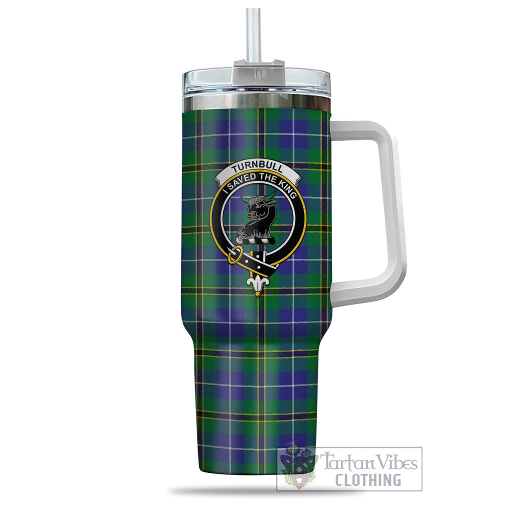 Tartan Vibes Clothing Turnbull Hunting Tartan and Family Crest Tumbler with Handle
