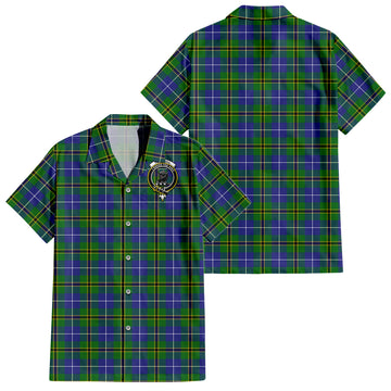Turnbull Hunting Tartan Short Sleeve Button Down Shirt with Family Crest