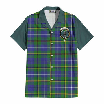 Turnbull Tartan Accent Cotton Hawaiian Shirt with Family Crest