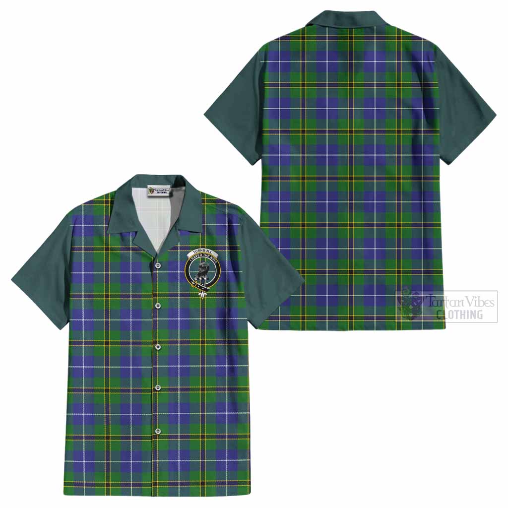 Turnbull Tartan Accent Cotton Hawaiian Shirt with Family Crest