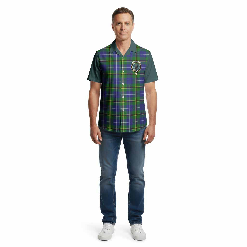 Turnbull Tartan Accent Cotton Hawaiian Shirt with Family Crest