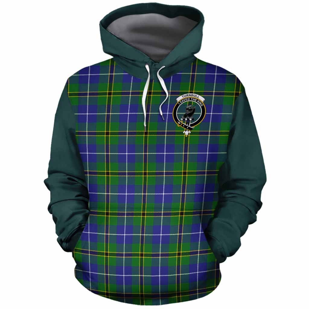 Turnbull Tartan Accent Cotton Hoodie with Family Crest