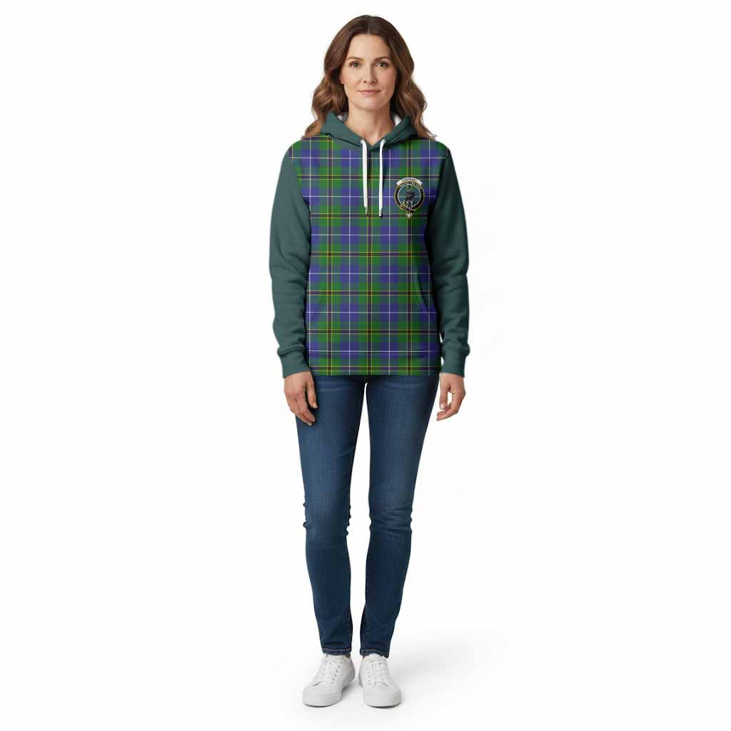 Turnbull Tartan Accent Cotton Hoodie with Family Crest