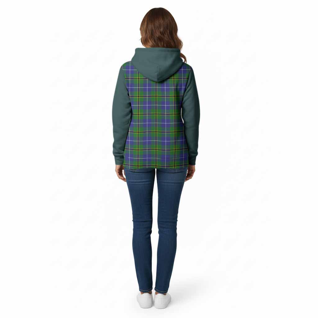 Turnbull Tartan Accent Cotton Hoodie with Family Crest