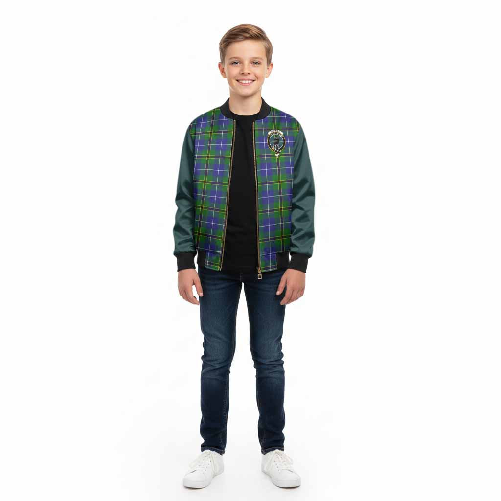 Turnbull Tartan Accent Kid Bomber Jacket with Family Crest