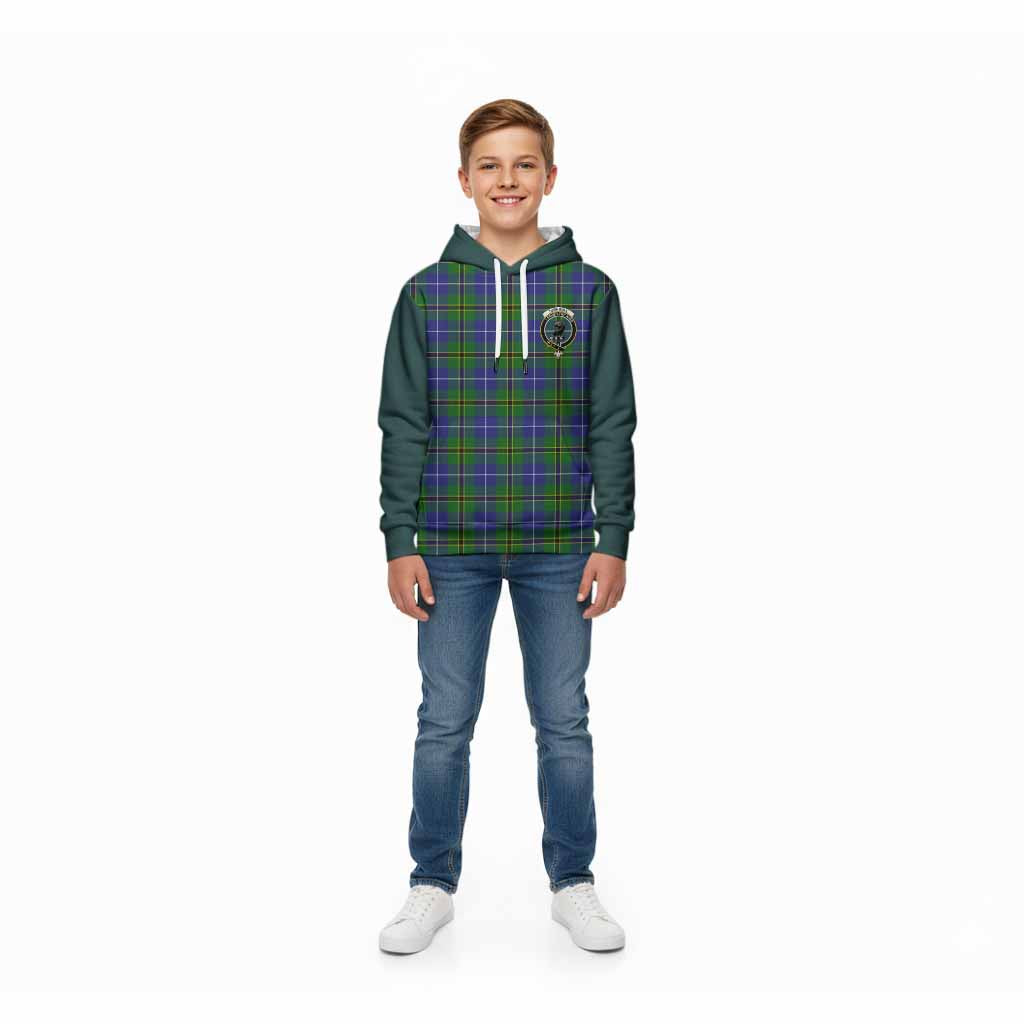 Turnbull Tartan Accent Kid Hoodie with Family Crest