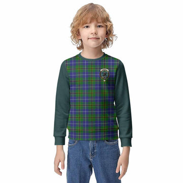 Turnbull Tartan Accent Kid Knitted Sweatshirt with Family Crest