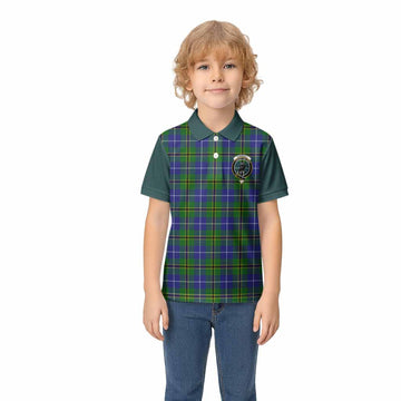 Turnbull Tartan Accent Kid Polo Shirt with Family Crest