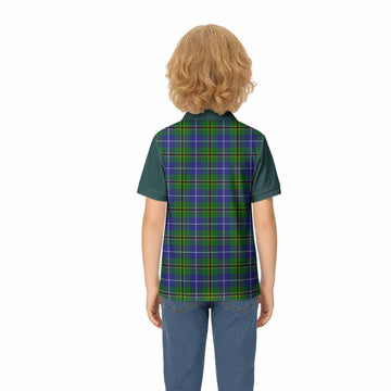 Turnbull Tartan Accent Kid Polo Shirt with Family Crest