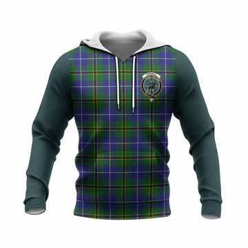 Turnbull Tartan Accent Knitted Hoodie with Family Crest