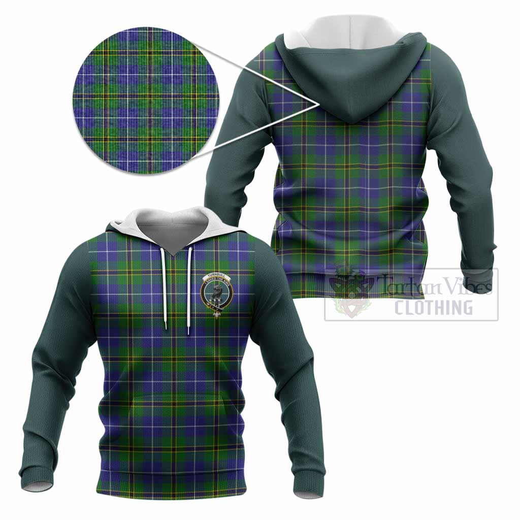 Turnbull Tartan Accent Knitted Hoodie with Family Crest