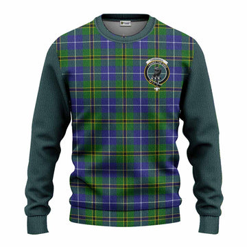 Turnbull Tartan Accent Knitted Sweater with Family Crest