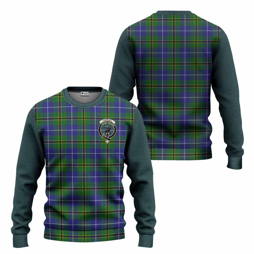 Turnbull Tartan Accent Knitted Sweater with Family Crest