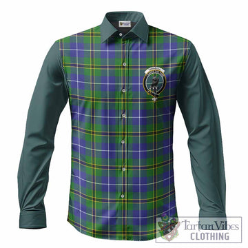 Turnbull Tartan Accent Long Sleeve Button Shirts with Family Crest