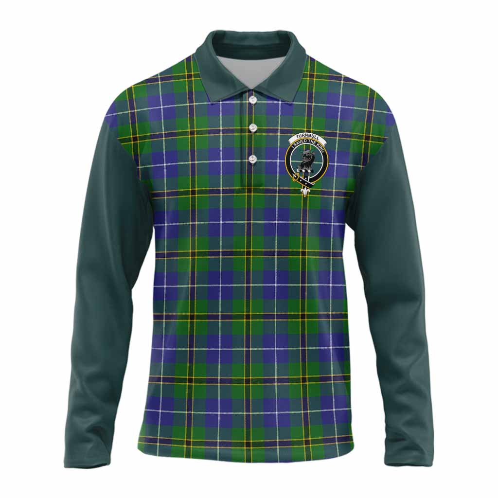 Turnbull Tartan Accent Long Sleeve Polo Shirt with Family Crest