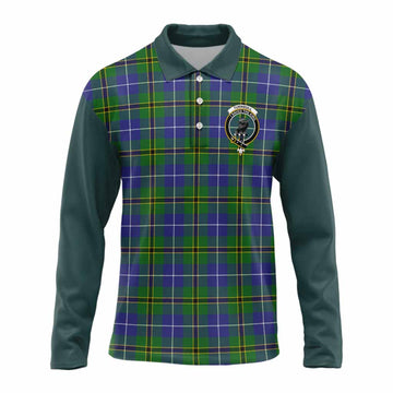 Turnbull Tartan Accent Long Sleeve Polo Shirt with Family Crest