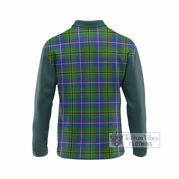 Turnbull Tartan Accent Long Sleeve Polo Shirt with Family Crest