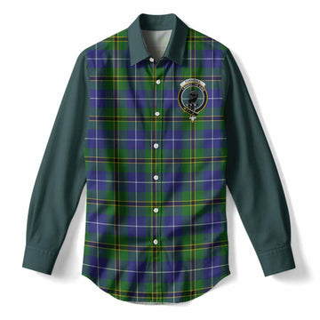 Turnbull Tartan Accent Women Casual Shirt with Family Crest