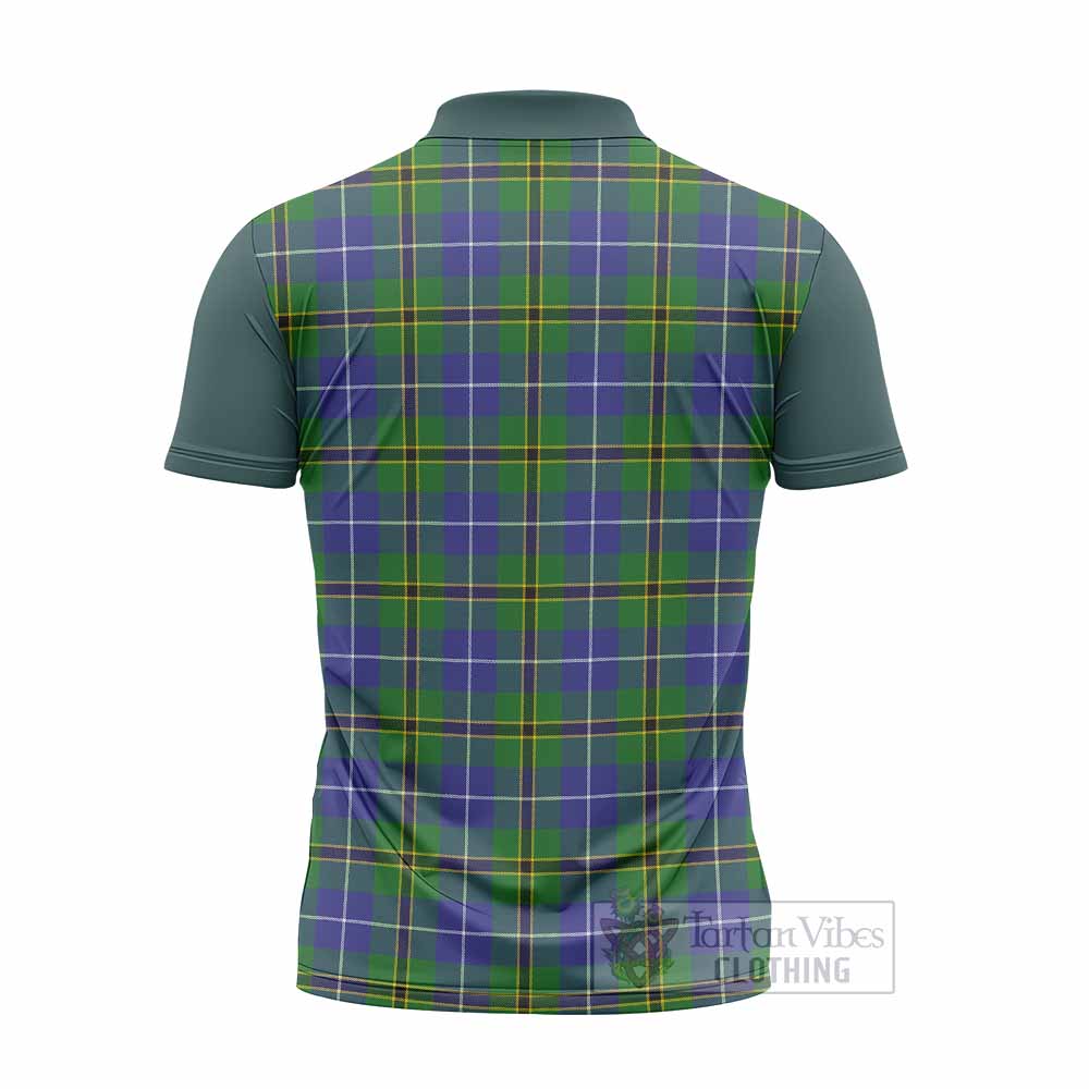 Turnbull Tartan Accent Zipper Polo Shirt with Family Crest