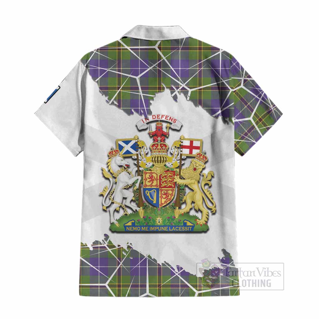 Turnbull Tartan Cotton Hawaiian Shirt with Family Crest and Lion Rampant Grunge Style