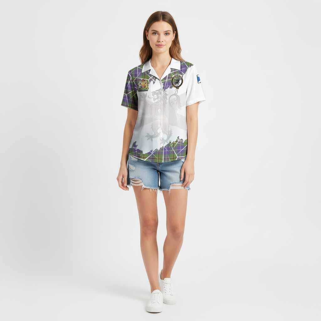 Turnbull Tartan Cotton Hawaiian Shirt with Family Crest and Lion Rampant Grunge Style