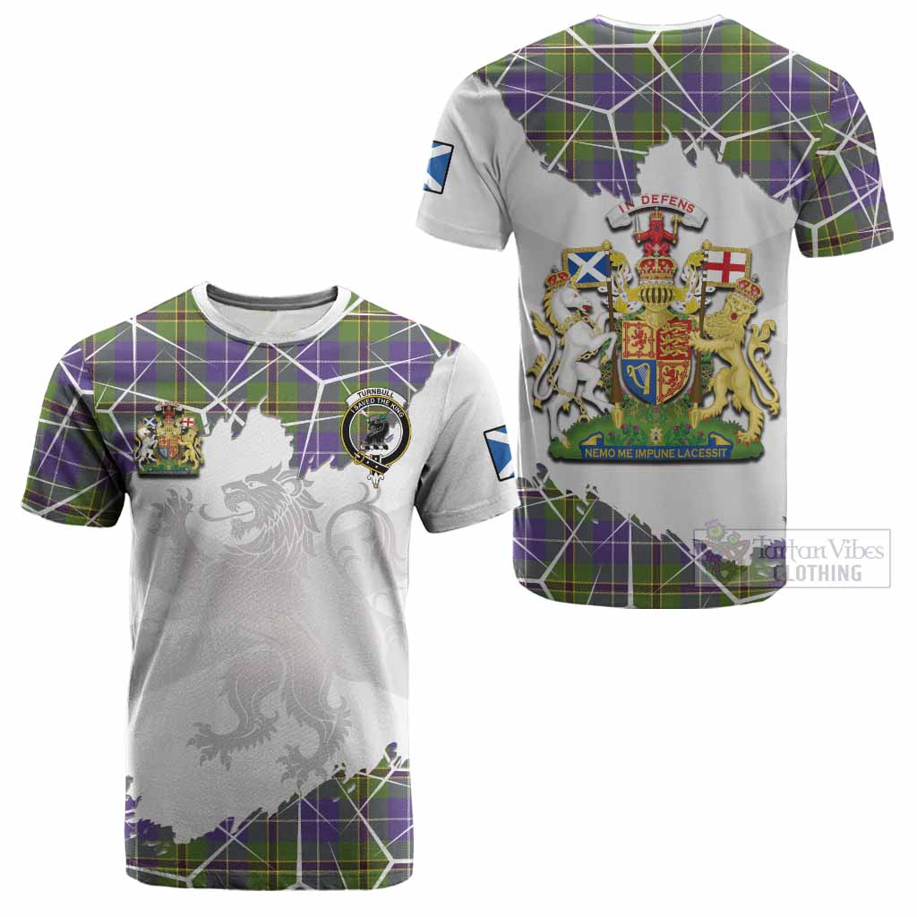 Turnbull Tartan Cotton T-shirt with Family Crest and Lion Rampant Grunge Style